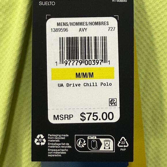 Under Armour Drive Chill Polo Medium Avocado Yellow Iso-Chill UPF 50+ Loose Golf - Picture 8 of 12